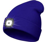 KAVAVO Beanie Hat with Light,USB Rechargeable LED Lighted Beanie Cap,Unisex Winter Warmer Knit Cap Hat for Walking at Night,Fishing,Camping,Hunting,Blue
