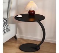 Kaverno C Shaped Sofa Side Table, Round Side Table, Laptop Bed Table, End Table, Bedside Table, Vintage Coffee Table, End Tables for Office, Accent Table Office(Black)