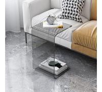 Kaverno U Shape Acrylic End Table, C Shaped Sofa Side Table, Industrial End Table Sofa Side Table, Nightstand, Multipurpose Acrylic Side for Living Room, Bedroom, Office(Grey,30 * 30 * 55cm)
