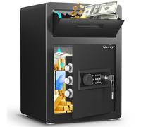 Kavey 2.6 Cub Fireproof Safe, Deposit Box with Drop Slot, Drop Safe for Business, Money Box with Backlit Touch Keypad & Dual Alarm for Home