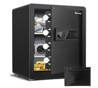 Kavey 50L Safe Box with Backlit Touch Screen Keypad and Dual Alarm System, Money Safe with Mute Function and LED Light