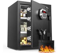 Kavey Safe Box, Digital Metal Keypad Safe with Fireproof Waterproof Bag