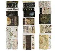 KAVI' S 18 Rolls Vintage Washi Tape Pack Retro Arts Adhesive Tapes Wide Monologue Decorative Masking Tape Sets for Craft, Kids, Scrapbook, DIY, Gift Wrapping (Universe Milky Way)