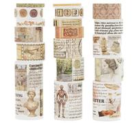 KAVI' S 18 Rolls Vintage Washi Tape Pack Retro Arts Adhesive Tapes Wide Monologue Decorative Masking Tape Sets for Craft, Kids, Scrapbook, DIY, Gift Wrapping (Story Collections)