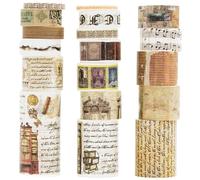 KAVI' S 18 Rolls Vintage Washi Tape Pack Retro Arts Adhesive Tapes Wide Monologue Decorative Masking Tape Sets for Craft, Kids, Scrapbook, DIY, Gift Wrapping (Past Events)