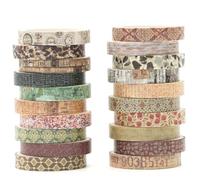 KAVI' S 20 Rolls Skinny Vintage Washi Tape Set Retro Arts Adhesive Tapes Basic Patterns Decorative Masking Tape Sets for Craft, Kids, Scrapbook, DIY, Gift Wrapping (Through The Years)