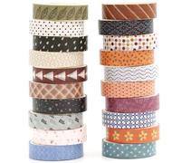 KAVI' S 20 Rolls Thin Basic Patterns Washi Tape Set Skinny Masking Creative Decorative Tapes for Arts, DIY Crafts, Journals, Planners, Scrapbook (Collection 2-Enchantment)