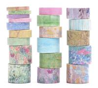 KAVI' S 20 Rolls Vintage Washi Tape Set Retro Arts Adhesive Tapes Fleeting Monologue Decorative Masking Tape Sets for Craft, Kids, Scrapbook, DIY, Gift Wrapping (Silence in Paintings)