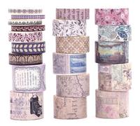 KAVI' S 20 Rolls Vintage Washi Tape Set Retro Arts Adhesive Tapes Fleeting Monologue Decorative Masking Tape Sets for Craft, Kids, Scrapbook, DIY, Gift Wrapping (Anna's Letters)