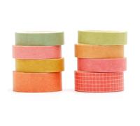 KAVI' S 8 Rolls Orange Washi Tape Set, Solid Color Decorative Craft Tape, 2 Widths Writable Masking Tape for Bullet Journal, Scrapbooking, Gift Wrapping, Planners, DIY Crafts