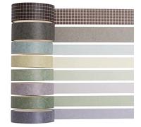KAVI' S 8 Rolls Skinny Washi Tape Set, Thin Solid Color Grid Masking Decorative Tape for Arts, DIY Crafts, Journal Supplies, Planners, Scrapbook, Gift Wrapping (Milk Tea)