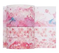 KAVI' S Cute Printed Washi Tape 3 Rolls Japanese-Style Masking Tape Set Decorative for Arts, DIY Crafts, Journal Supplies, Planners, Scrapbook, Card/Gift Wrapping (Cherry Blossoms (Wide)