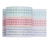 KAVI' S Cute Printed Washi Tape 3 Rolls Japanese-Style Masking Tape Set Decorative for Arts, DIY Crafts, Journal Supplies, Planners, Scrapbook, Card/Gift Wrapping (Lace Checkered)
