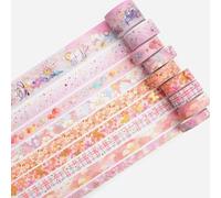 KAVI' S Mystic Gold Washi Tape Set Wide Silver Foil Masking Tape Decorative for Arts, DIY Crafts, Journal Supplies, Planners, Scrapbook, Card/Gift Wrapping (Sweet Memory)