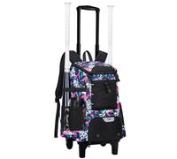 KAVIGOR 2-in-1 Rolling Baseball & Softball Bag, Detachable Backpack, Roll or Carry, Dual-Pole Anti-Tip, 3.5" Wheels, No Tools Setup
