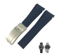 KAVJU 18mm 19mm 20mm 22mm Curved End Silicone Rubber Watchband for Role strap Rolex Daytona Submariner GMT 21mm Watch Band Men Tools(Blue,21mm)