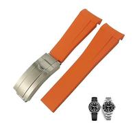 KAVJU 18mm 19mm 20mm 22mm Curved End Silicone Rubber Watchband for Role strap Rolex Daytona Submariner GMT 21mm Watch Band Men Tools(Orange,21mm)