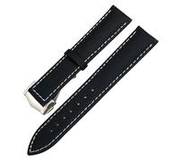 KAVJU 19mm 20mm 21mm 22mm High Density Nylon Leather Watchband ，For Omega x Seamaster Speedmaster AT150 De Ville Fabric Watch Replace Strap(Black white Pointed,22mm)