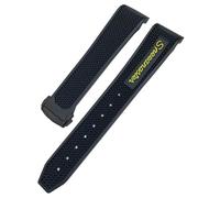 KAVJU 19mm 21mm 20mm Watchbands For Omega Speedmaster 326 Watch Strap Seamaster 300 Black Sport Bracelet Rubber Silicone Soft Watchband(Yellow black,18mm)
