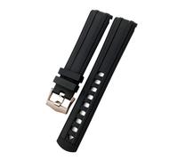 KAVJU 20mm 21mm New Fluorous Silicone Rubber Watchband For Omega Seamaster Diver 300 Black Blue Soft Watch Strap(Black rose gold,20mm)