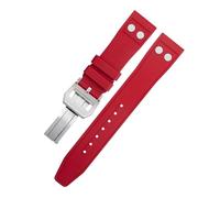 KAVJU 20MM 22MM Nature Fluororubber FKM Rubber With Rivet Watchband,For IWC Big Pilot Mark Portugieser Strap Soft Wristband(Red5,21MM)
