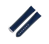 KAVJU 20mm Gray Nylon Fabric Watchband Fit For Omega Strap For AT150 Seamaster 300 Planet Ocean De Ville Speedmaster Curved End Watch Band(Blue 17)
