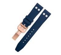 KAVJU 22MM 21MM Nature Fluororubber FKM Rubber With Rivet Watchband For IWC Strap Big Pilot Mark Portugieser Soft Wristband(Blue4,22MM)