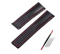 KAVJU Carbon fiber pattern Genuine Leather Strap 20mm 22m for tag he-uer F1 watchband wristwatches band leather watch bracelet(Black red no,22mm)