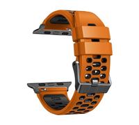 KAVJU FKM Rubber Band For Apple Watch Series 9 8 7 6 5 4 SE 45mm 44mm 42mm Ultra 1 2 49MM Replacement Watch Accessories Wristband Straps(Orange,45MM)