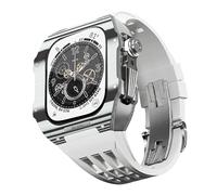 KAVJU Fluororubber Watch Band Carbon Fiber Case Modification Kit，For Apple Watch Series 8 7 45mm SE 6 5 4 44mm Upgrade Replace Watch Strap(32,For 45mm)