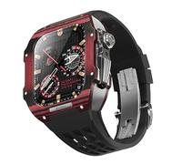 KAVJU Fluororubber Watch Band Carbon Fiber Case Modification Kit，For Apple Watch Series 8 7 45mm SE 6 5 4 44mm Upgrade Replace Watch Strap(09,For 44mm)