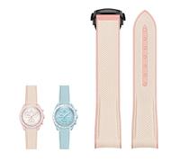 KAVJU For Moonswatch Watch,Soft Silicone Strap For Omega X Swatch MoonSwatch Speedmaster 20mm Watch,Quick Release Waterproof Replacement Strap(Pink 3)