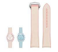 KAVJU For Omega X Swatch Joint MoonSwatch celestial Sports 20mm Watch Strap Curved End watches Band NEW Rubber Silicone Watchbands(Pink)