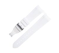 KAVJU For Tudor Strap Bay GMT Curved End Folding Buckle Wristband Bracelet 41mm Dial 22mm Fluoro Rubber Watch band Special(White 3)