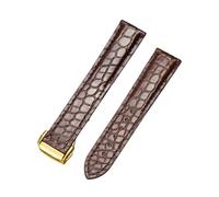 KAVJU Genuine Leather Band Alligator For Omega Seamaster Speedmaster 300,300M,600,007 Watch Strap 18mm To 24mm Crocodile Leather Strap For Men's And Women's(Brown-gold,20mm)