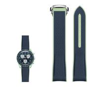 KAVJU Rubber Silicone Curved End watches Band NEW Watchbands 20mm Watch Strap For Omega X Swatch Joint MoonSwatch celestial Sports(Green 2)