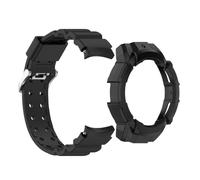 KAVJU Silicone Case Strap For Samsung Galaxy Watch 7 fit Watch7 40mm 44mm Armor Protective Case Watchband Band Case 2 in 1(Black,Watch7 40mm)