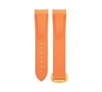 KAVJU Soft Flexible Rubber Watchband For Omega Speedmaster Moonwatch Seamaster 300 AT150 PLANET OCEAN 600 Wristband 20/21/22mm Gold round buckle(Orange Orange,20mm)