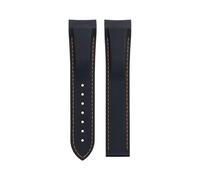 KAVJU Soft Flexible Rubber Watchband For Omega Strap Speedmaster Moonwatch Seamaster 300 AT150 PLANET OCEAN 600 Wristband 20/21/22mm No buckle(Black Orange,22mm)