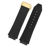KAVJU Watch Band For HUBLOT BIG BANG Silicone 25 * 19mm Waterproof Men Watch Strap Chain Watch Accessories Rubber Watch Bracelet (Color : Striped blackgold, Size : 25-19mm)