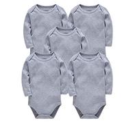 kavkas Long Sleeve Newborn Bodysuits Plain Baby Vest Undershirt Cotton Baby Clothes for Boys and Girls 5 Pack (3-6M)