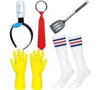 Kavoc 5 Pcs Sailor Costume Set Yellow Square Costume Accessories Sailor Hat Headband Light Grey Shovel Red Tie Socks and Yellow Gloves for Women Men Adult Halloween Ocean Sea Cosplay Accessory