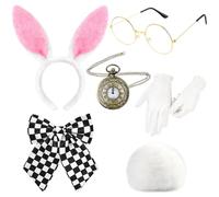 Kavoc 6Pcs Bunny Cosplay Outfit for Halloween Costume Accessories
