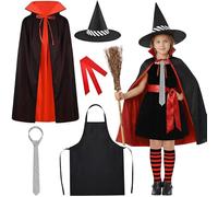Kavoc Witch Costume Accessories Include Witch Cape Hat Tie Apron Socks for World Book Day Theme Party Dress Make Up