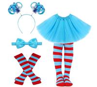 Kavoc World Book Day Thing Costume Include Tutu Skirts Ponytail Headbands Bowties and Striped Knee Socks