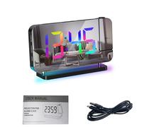 Kavolet 7-inch Mirror LED Digital Clock RGB Colorful LED Alarm Clock with USB Charger 180° Projector for Bedroom (Black)