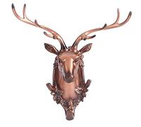 Kavolet Animal Shape Resin Wall Hook, Coat Hat Towel Keys Hanger for Bathroom, Kitchen, Living Room with Stylish Decorative Effect (Deer Head (Anti-Imitation Bronze))
