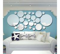 Kavolet Creative Home Party Decoration 26pcs Round Wall Mirror Stickers, Clear Acrylic Material, 4 Different Sizes, Easy DIY Decals for Living Room Dining Room Office, Golden/Silvery Colors