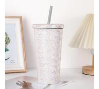 Kavolet Glitter Thermal Water Bottle with Brushes for and Friends, Vacuum Insulated for Home and Travel, Stainless Steel Tumbler with Rhinestones [750ml] (White #-1)