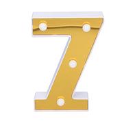Kavolet Gold Number 7 Marquee Light LED Light Up Sign Decorative Lamp Night Warm White Battery Powered Plastic with Wedding Birthday Party Christmas Anniversary Decor